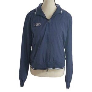 Reebok Track Jacket Womens Size M Navy Blue Full Zip Athletic Sportswear Retro